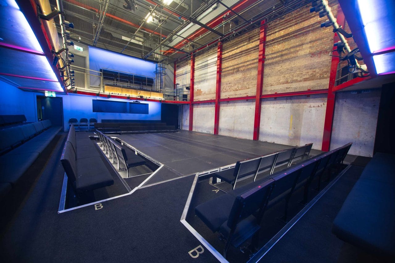 Park 200 Theatre Space view from the downstairs corner seating bank