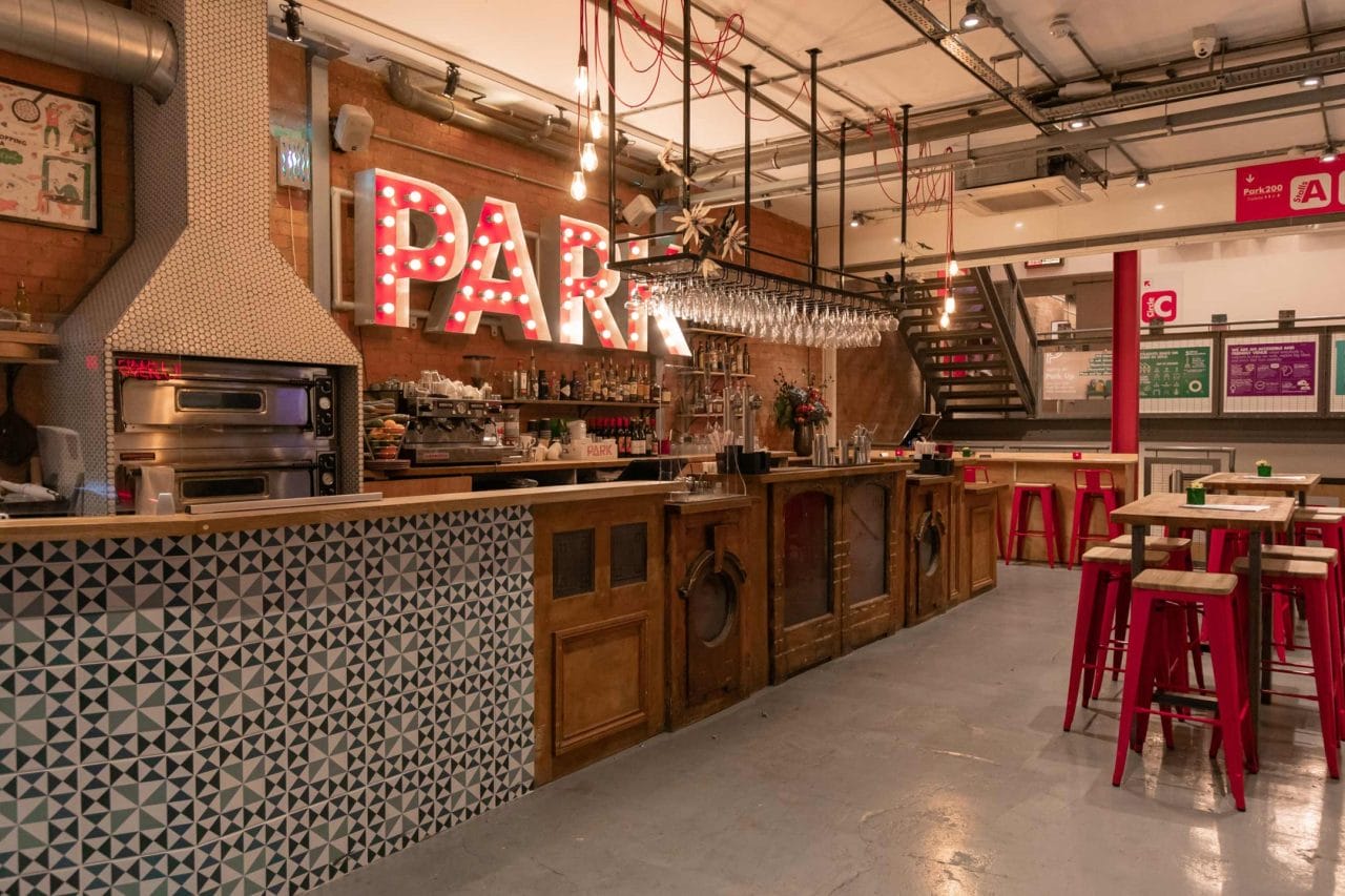 Downstairs bar & pizza oven